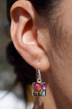 Load image into Gallery viewer, Red Flower Square Earrings - Krystyna's Silver