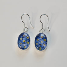 Load image into Gallery viewer, Blue Flower Oval Earrings - Krystyna&#39;s Silver
