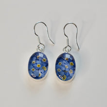 Load image into Gallery viewer, Blue Flower Oval Earrings - Krystyna's Silver
