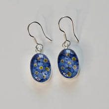 Load image into Gallery viewer, Blue Flower Oval Earrings - Krystyna's Silver