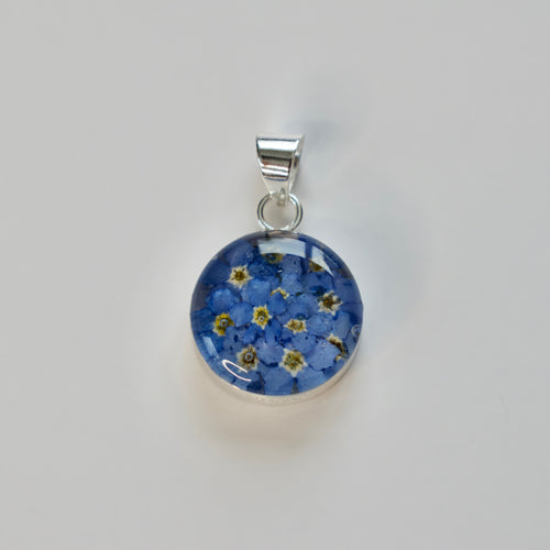 Blue Flower Circle Pendant - Krystyna's Silver