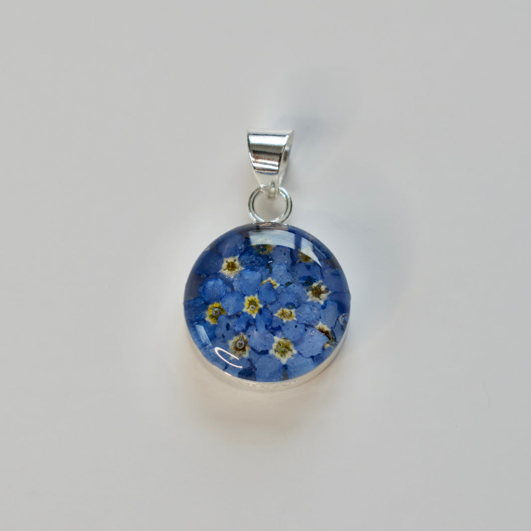 Blue Flower Circle Pendant - Krystyna's Silver
