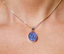 Load image into Gallery viewer, Blue Flower Oval Pendant - Krystyna's Silver