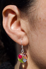 Load image into Gallery viewer, Red Flower Circle Earrings - Krystyna&#39;s Silver
