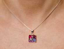 Load image into Gallery viewer, Red Flower Square Pendant - Krystyna's Silver