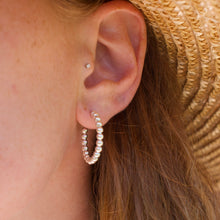 Load image into Gallery viewer, Beaded Hoop Drop Earrings - Krystyna&#39;s Silver
