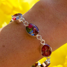Load image into Gallery viewer, Red Flower Oval Bracelet - Krystyna's Silver