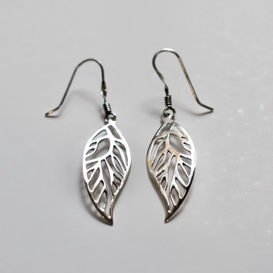Delicate Leaf Dangle Earrings - Krystyna's Silver