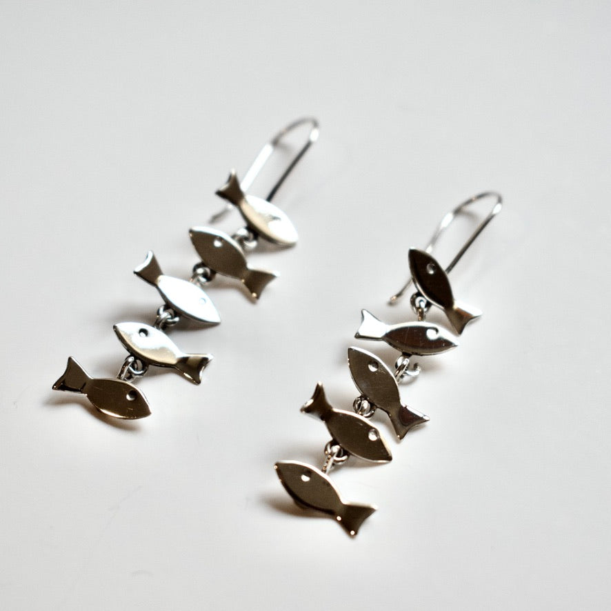 Mino Fish Dangle Earrings - Krystyna's Silver
