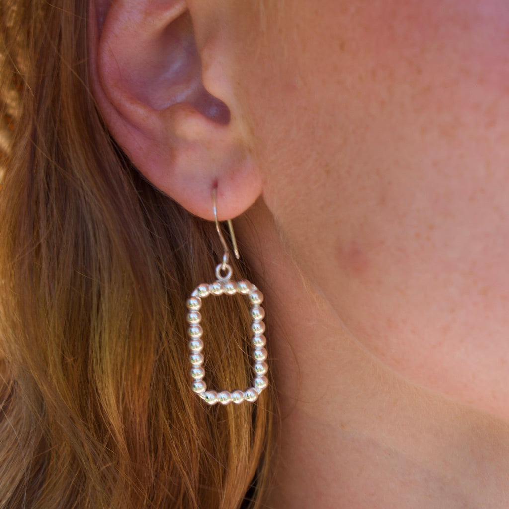Rectangle Beaded Dangle Earrings - Krystyna's Silver
