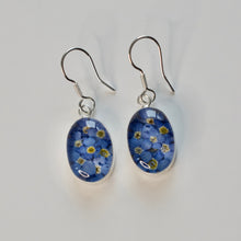 Load image into Gallery viewer, Blue Flower Oval Earrings - Krystyna&#39;s Silver
