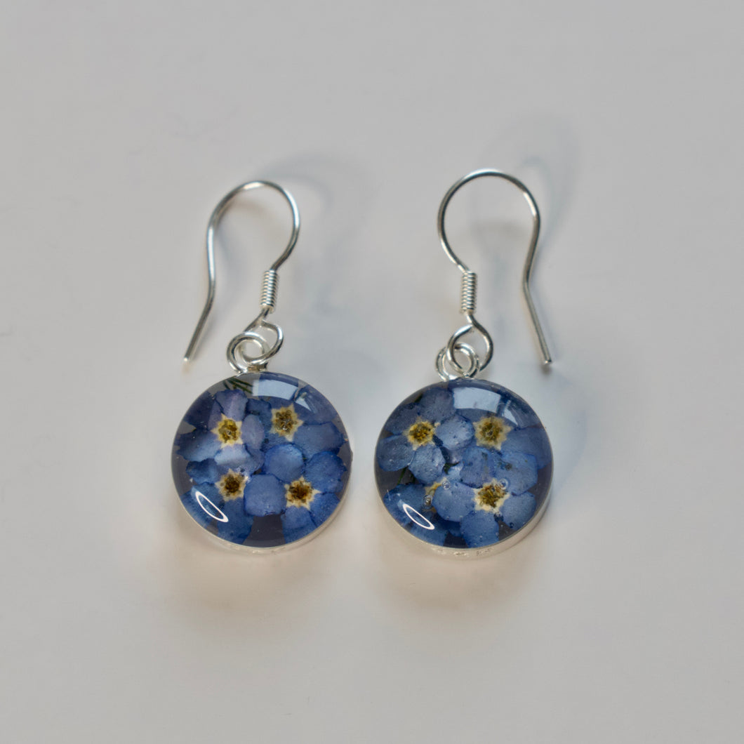 Blue Flower Circle Earrings - Krystyna's Silver