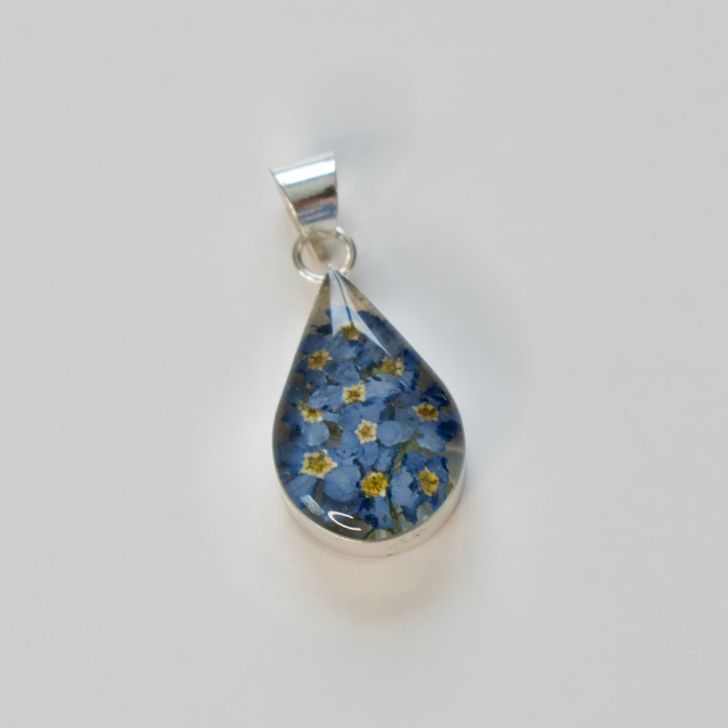 Blue Flower Teardrop Pendant - Krystyna's Silver