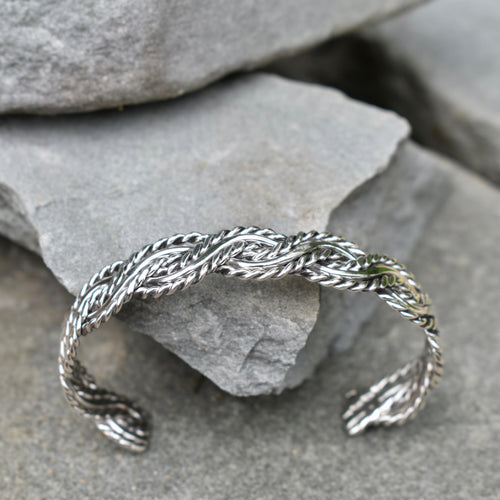 Braided Rope Cuff - Krystyna's Silver