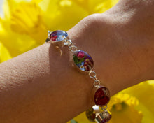 Load image into Gallery viewer, Red Flower Oval Bracelet - Krystyna&#39;s Silver

