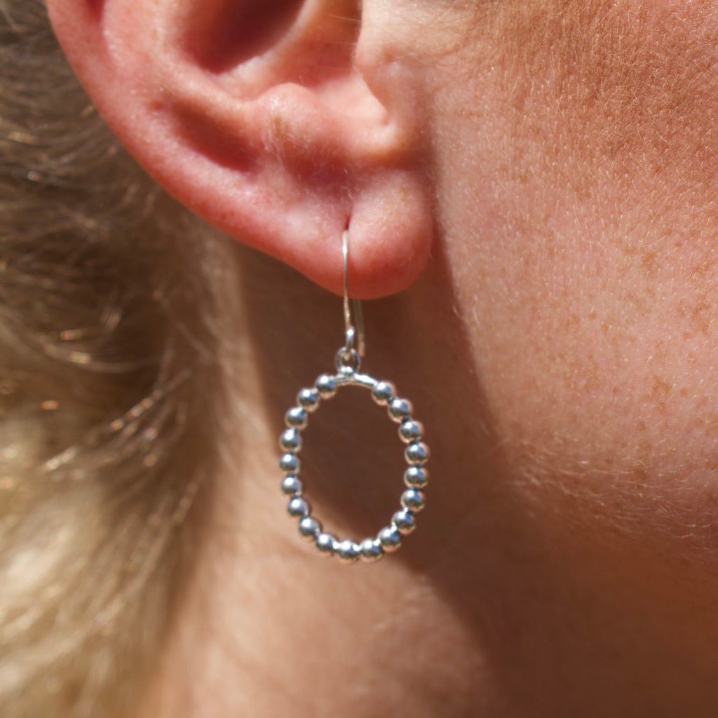 Beaded Oval Dangle Earrings - Krystyna's Silver