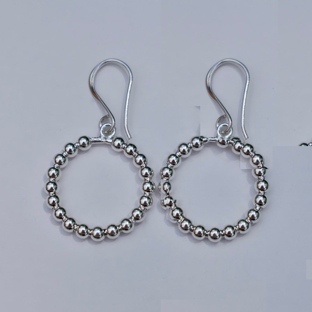 Beaded Hoop Dangle Earrings - Krystyna's Silver