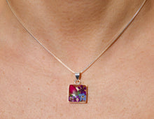 Load image into Gallery viewer, Red Flower Square Pendant - Krystyna&#39;s Silver
